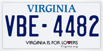 VA license plate VBE4482