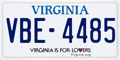 VA license plate VBE4485