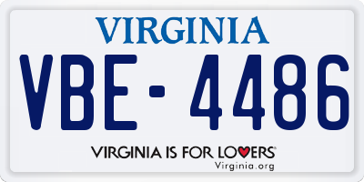 VA license plate VBE4486