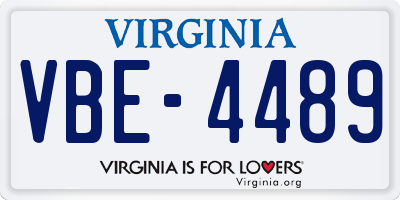 VA license plate VBE4489