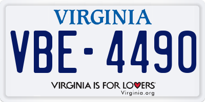 VA license plate VBE4490