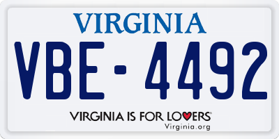 VA license plate VBE4492