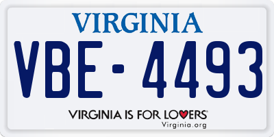 VA license plate VBE4493
