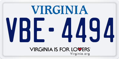 VA license plate VBE4494