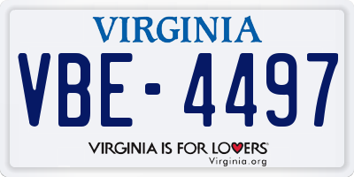 VA license plate VBE4497