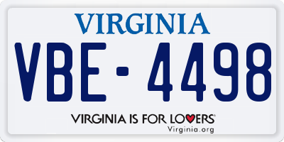 VA license plate VBE4498