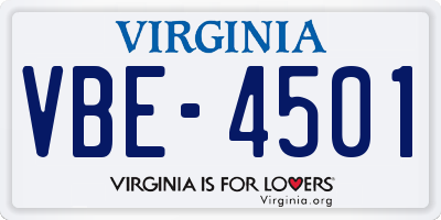 VA license plate VBE4501