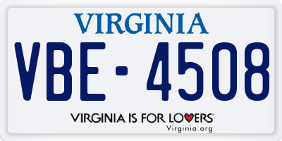 VA license plate VBE4508