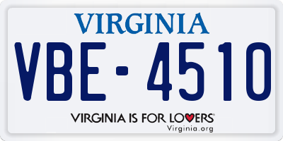 VA license plate VBE4510