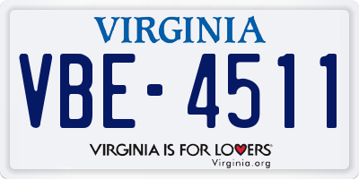 VA license plate VBE4511