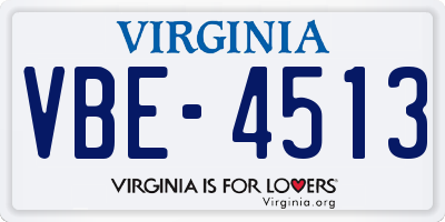 VA license plate VBE4513