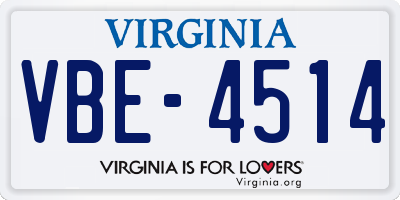 VA license plate VBE4514