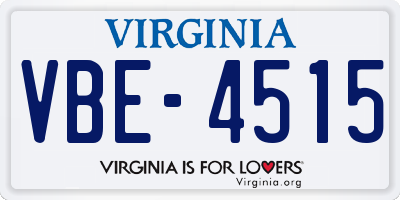 VA license plate VBE4515