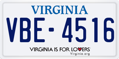 VA license plate VBE4516