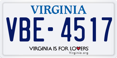 VA license plate VBE4517