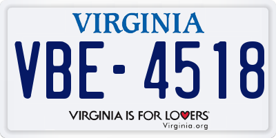 VA license plate VBE4518
