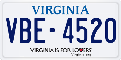 VA license plate VBE4520