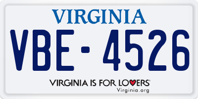 VA license plate VBE4526