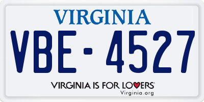 VA license plate VBE4527