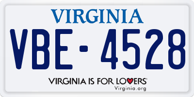 VA license plate VBE4528