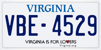 VA license plate VBE4529