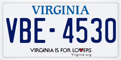VA license plate VBE4530