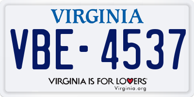 VA license plate VBE4537