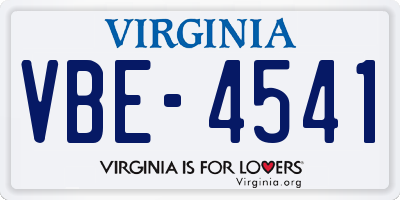 VA license plate VBE4541
