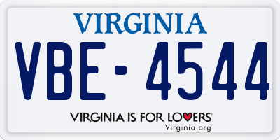 VA license plate VBE4544