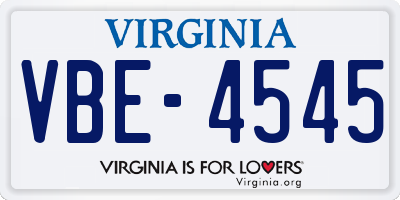 VA license plate VBE4545