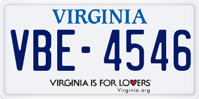 VA license plate VBE4546