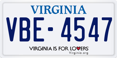 VA license plate VBE4547