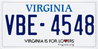 VA license plate VBE4548