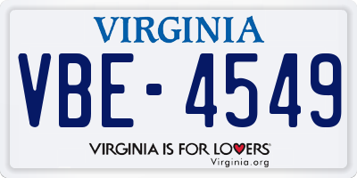 VA license plate VBE4549