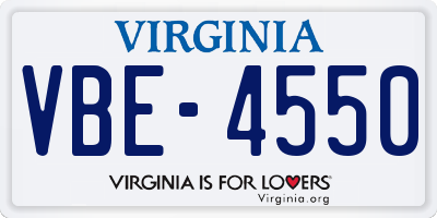 VA license plate VBE4550
