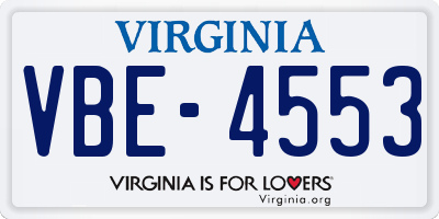 VA license plate VBE4553