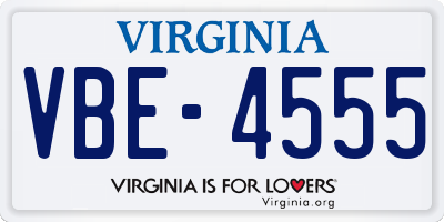 VA license plate VBE4555