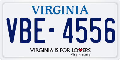 VA license plate VBE4556