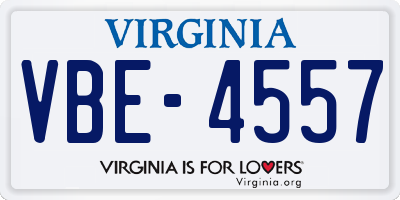 VA license plate VBE4557