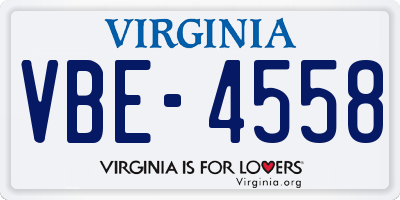 VA license plate VBE4558