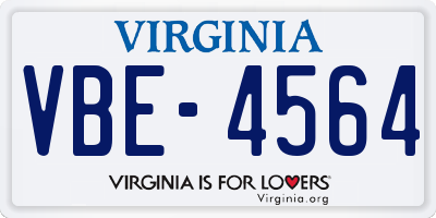 VA license plate VBE4564