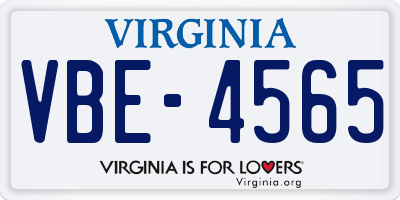 VA license plate VBE4565
