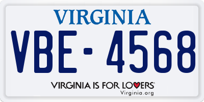 VA license plate VBE4568