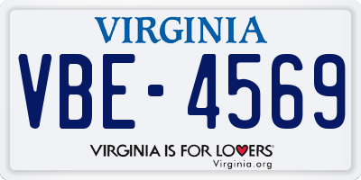 VA license plate VBE4569