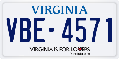 VA license plate VBE4571