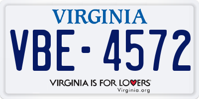 VA license plate VBE4572