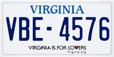 VA license plate VBE4576