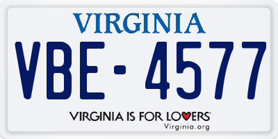 VA license plate VBE4577