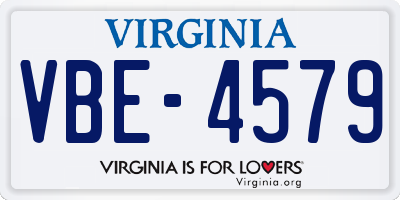 VA license plate VBE4579