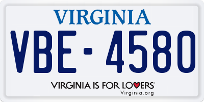 VA license plate VBE4580